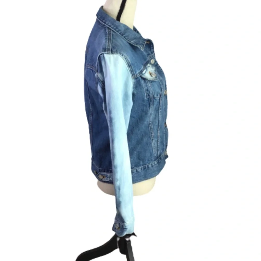 GAP Custom Hand Bleached Blue Jean Fitted Jacket Medium